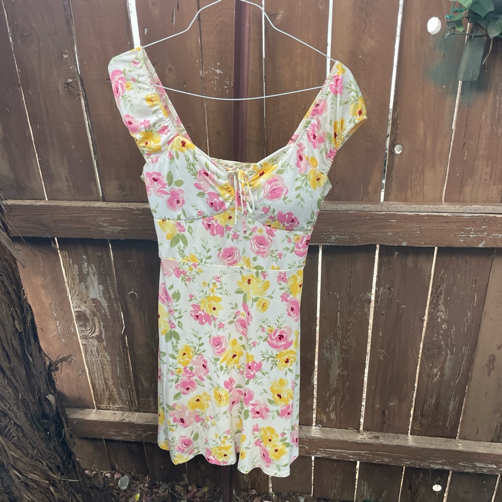 Derek Heart Floral Dress with Pink and Yellow
